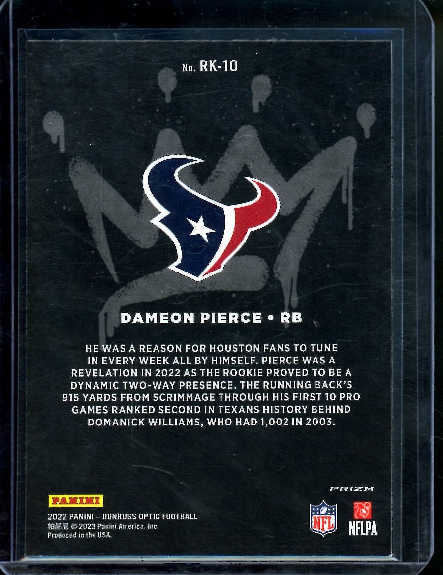 2022 Panini Optic Dameon Pierce Rookie Kings SSP Texans - Trading Card Market