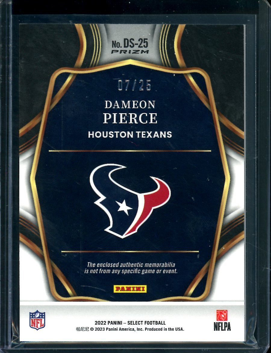 2022 Panini Select Dameon Pierce Rookie Draft Selections Tie - Dye Patch /25 Texans - Trading Card Market