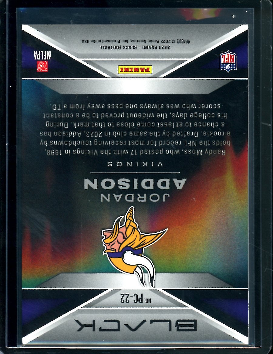 2023 Panini Black Jordan Addison Rookie Prolific SSP Vikings - Trading Card Market