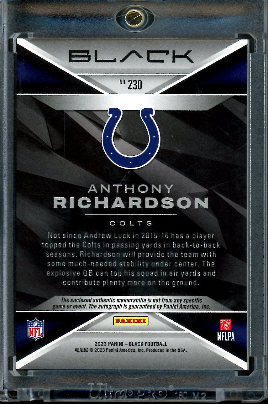 2023 Panini Black Anthony Richardson Rookie RPA /199 Colts - Trading Card Market