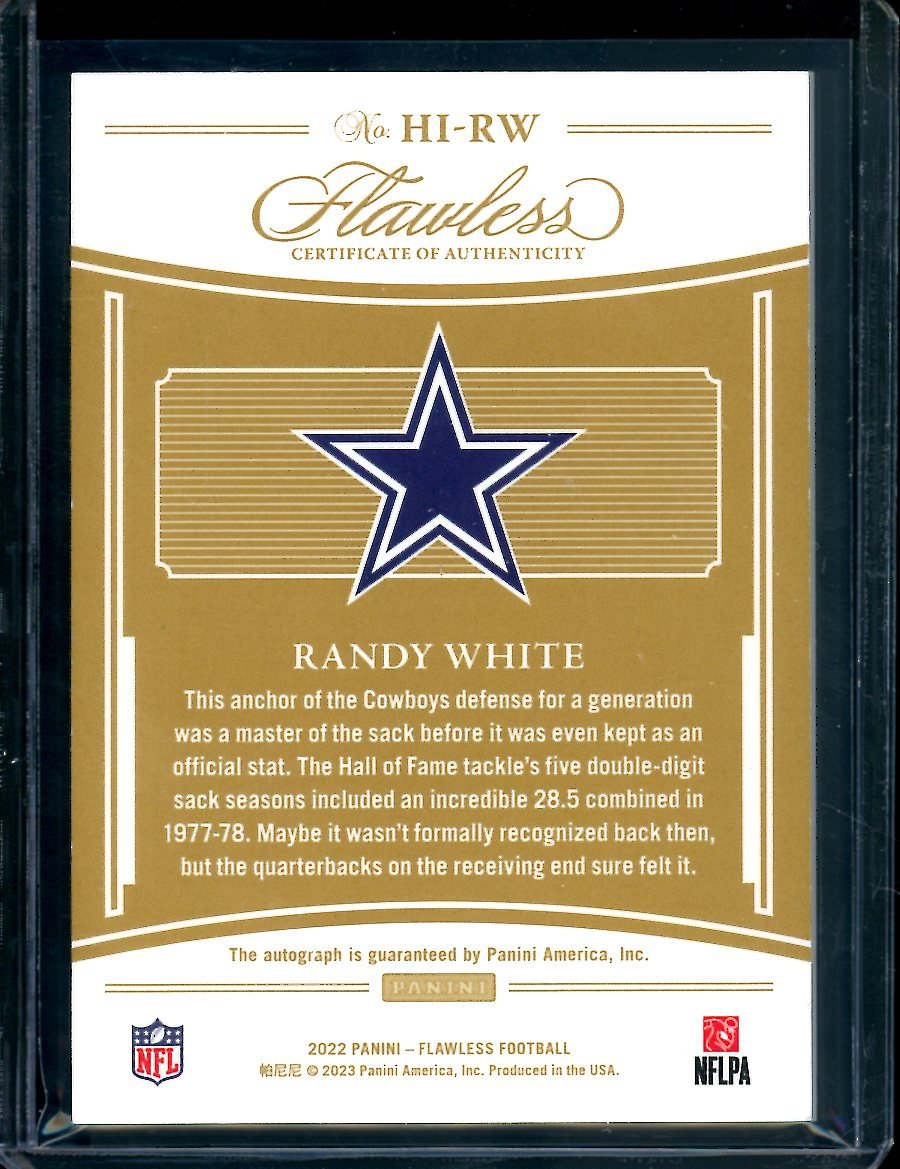 2022 Panini Flawless Randy White Honored Ink Auto /10 Cowboys - Trading Card Market
