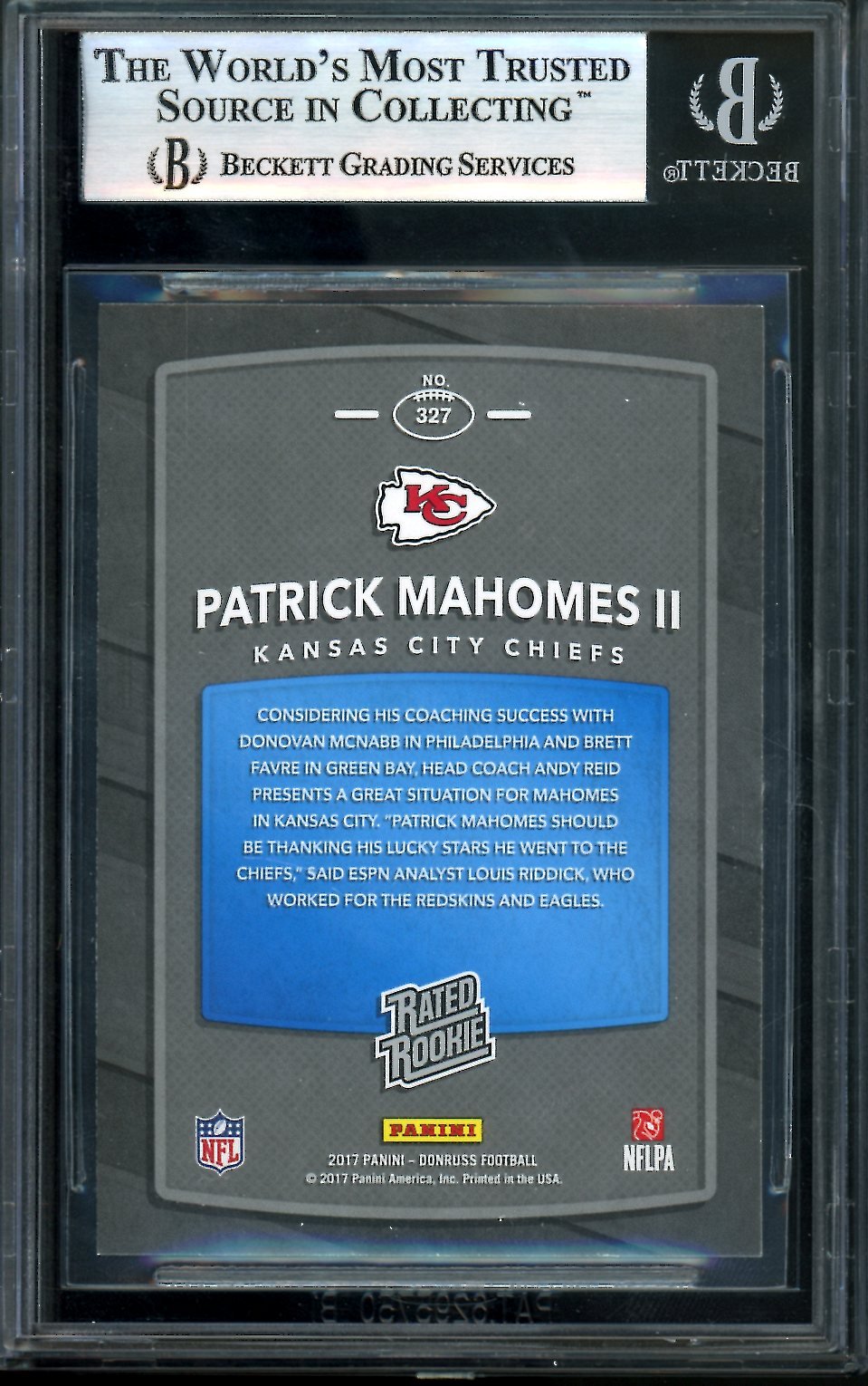 2017 Panini Donruss Patrick Mahomes Rookie BGS 8.5 Chiefs - Trading Card Market