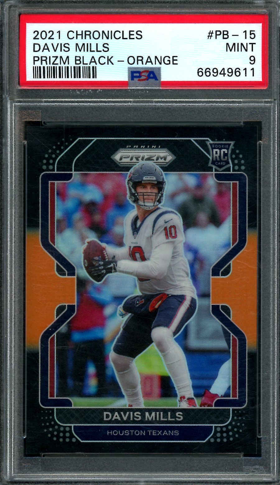 2021 Panini Chronicles Prizm Black Davis Mills Rookie Orange /75 PSA 9 Texans - Trading Card Market
