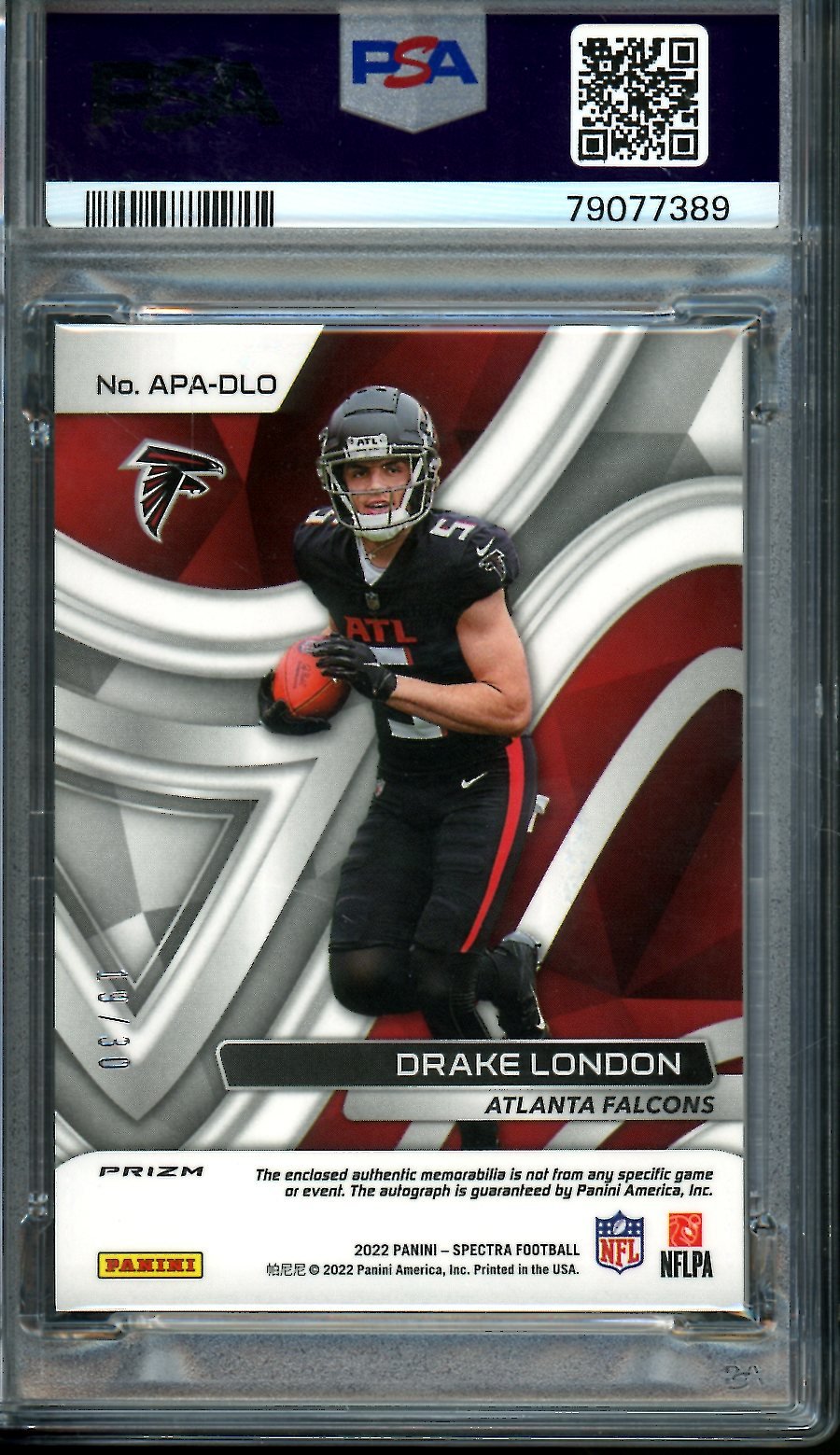 2022 Panini Spectra Drake London Rookie Aspiring RPA /30 PSA 10 Falcons - Trading Card Market