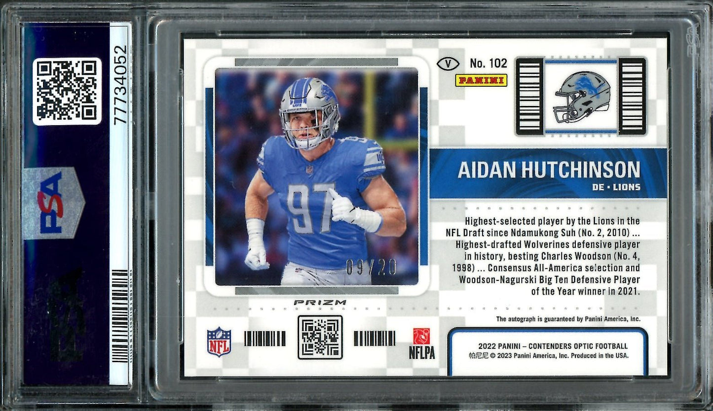 2022 Panini Contenders Optic Aidan Hutchinson Rookie Auto Orange /20 PSA 10 Lions - Trading Card Market