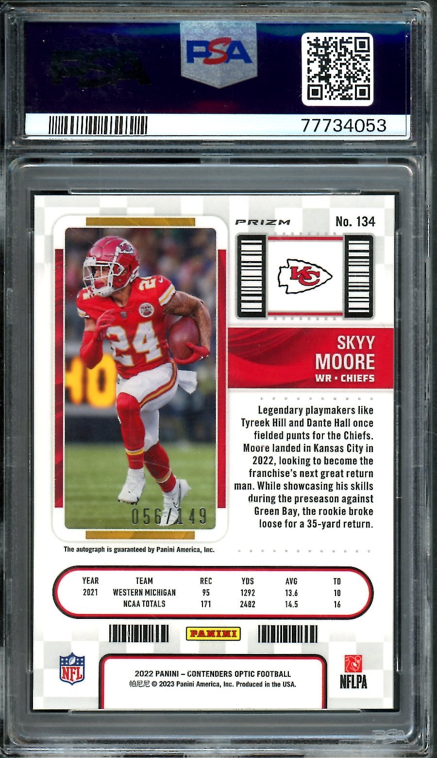 2022 Panini Contenders Optic Skyy Moore Rookie Red Auto /149 PSA 10 Chiefs - Trading Card Market