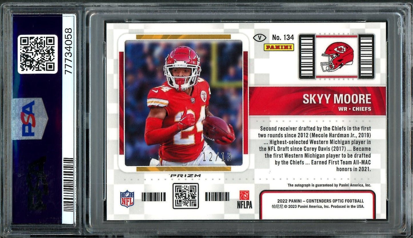 2022 Panini Contenders Optic Skyy Moore Rookie Variation Auto Red/White/Blue /13 PSA 9 Chiefs - Trading Card Market