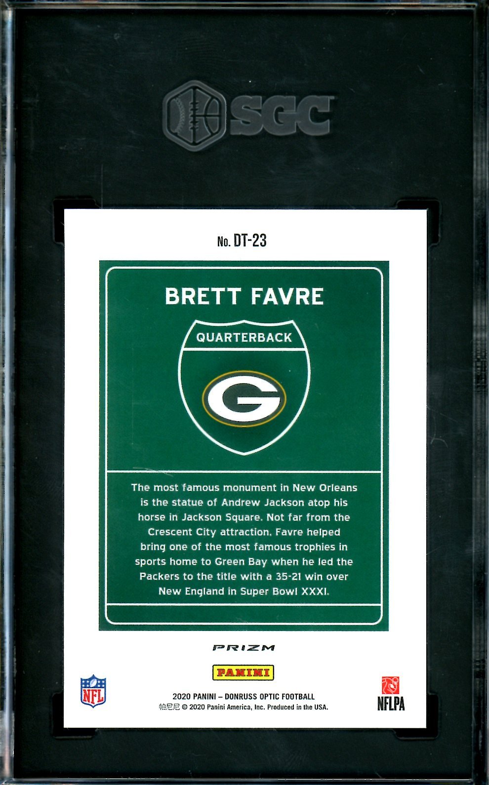 2020 Panini Optic Brett Favre Downtown SSP SGC 9 Packers - Trading Card Market
