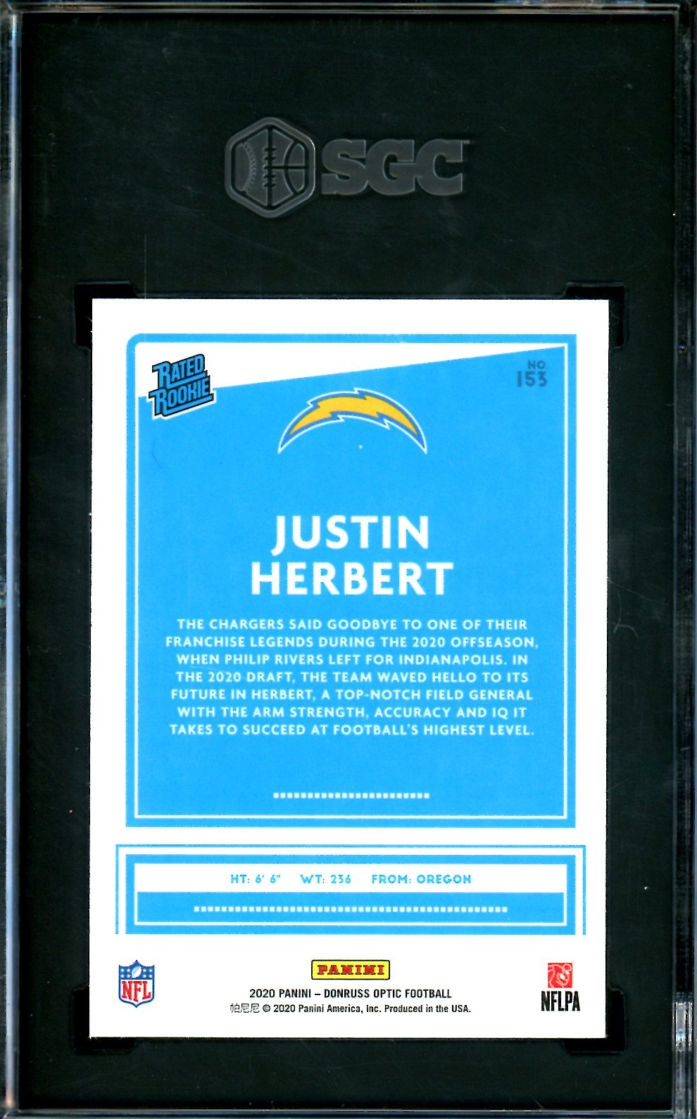 2020 Panini Optic Justin Herbert Rookie SGC 9.5 Chargers - Trading Card Market