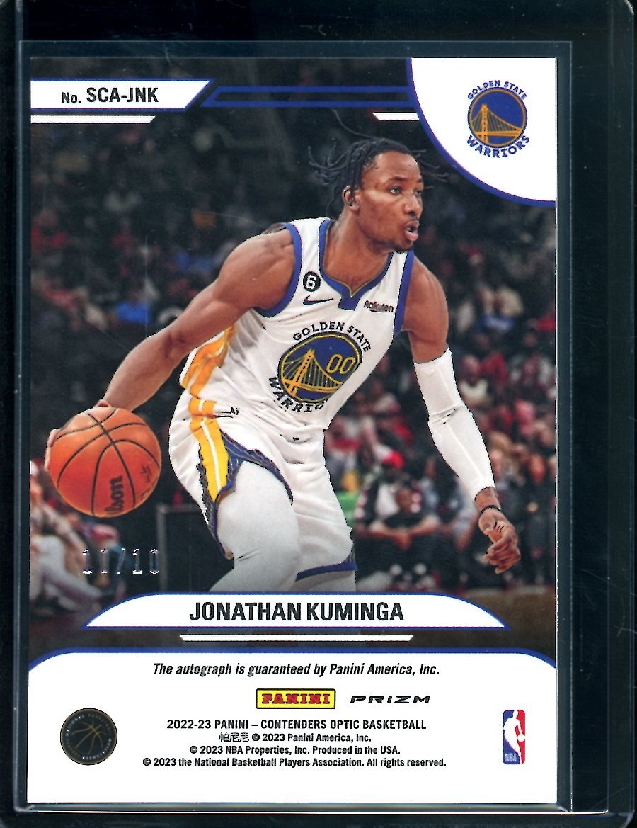 2022 - 23 Panini Contenders Optic Jonathan Kuminga Sophomore Contenders Auto Gold /10 Warriors - Trading Card Market