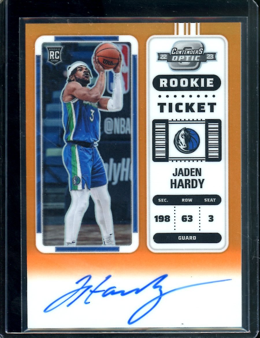 2022 - 23 Panini Contenders Optic Jaden Hardy Rookie Ticket Auto Orange /25 Mavericks - Trading Card Market