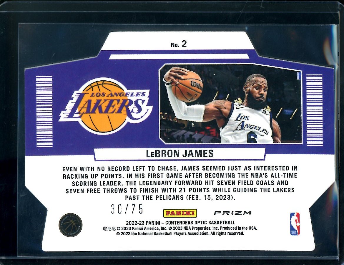 2022 - 23 Panini Contenders Optic LeBron James Superstar Blue Ice /75 Lakers - Trading Card Market
