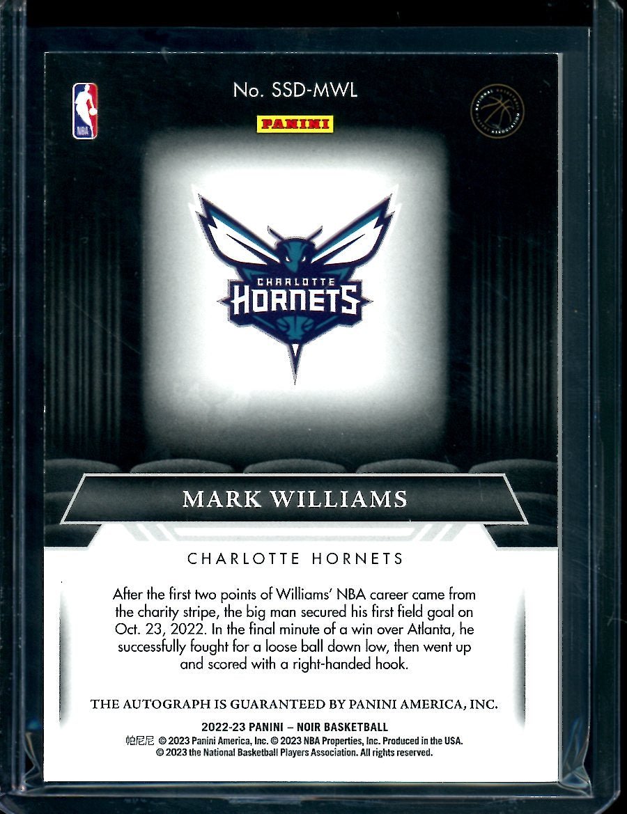 2022 - 23 Panini Noir Mark Williams Rookie Silver Screen Debuts Auto /25 Hornets - Trading Card Market