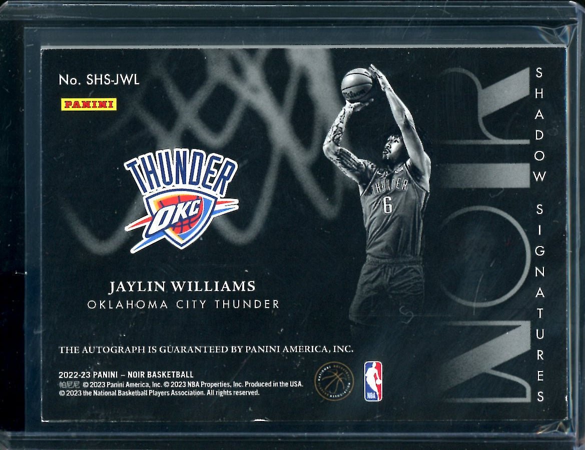 2022 - 23 Panini Noir Jaylin Williams Rookie Shadow Signatures /99 Thunder - Trading Card Market