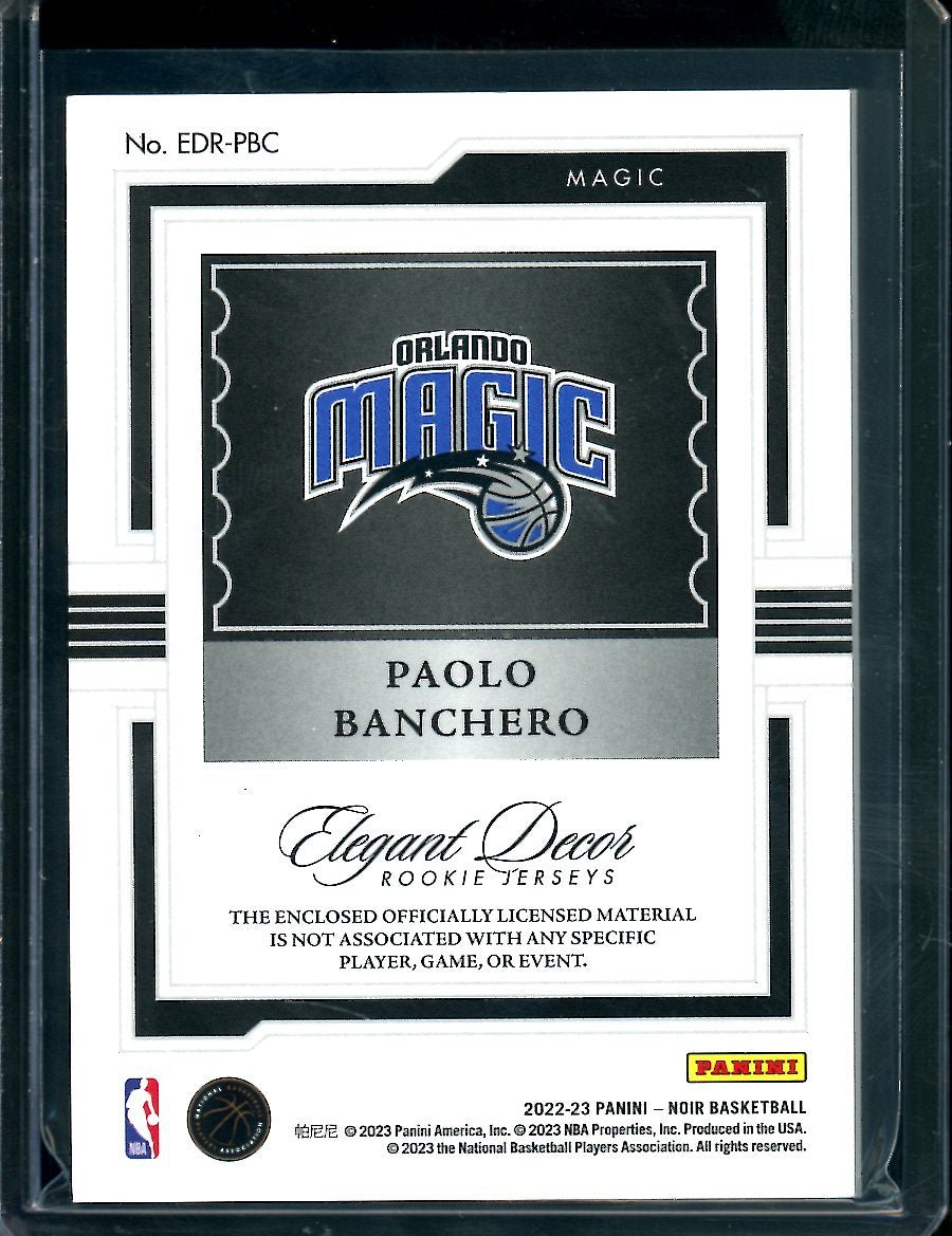 2022 - 23 Panini Noir Paolo Banchero Rookie Elegant Decor Patch /49 Magic - Trading Card Market