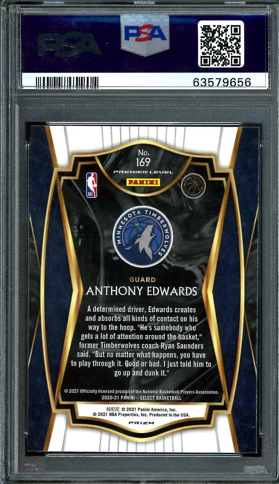 2020 - 21 Panini Select Anthony Edwards Rookie Blue/White/Purple Ice PSA 10 Timberwolves - Trading Card Market
