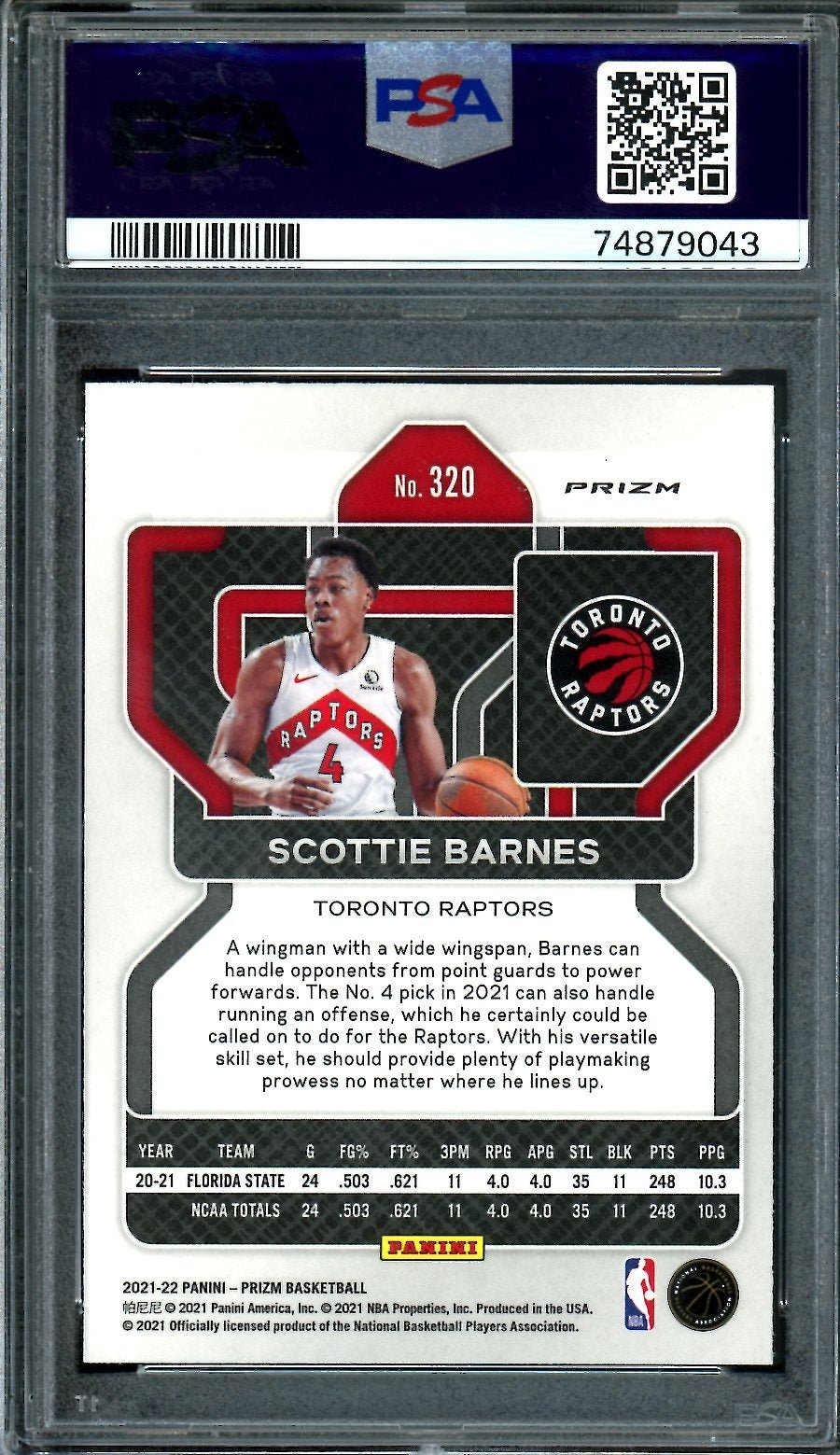 2021 - 22 Panini Prizm Scottie Barnes Rookie Red Ice PSA 9 Raptors - Trading Card Market