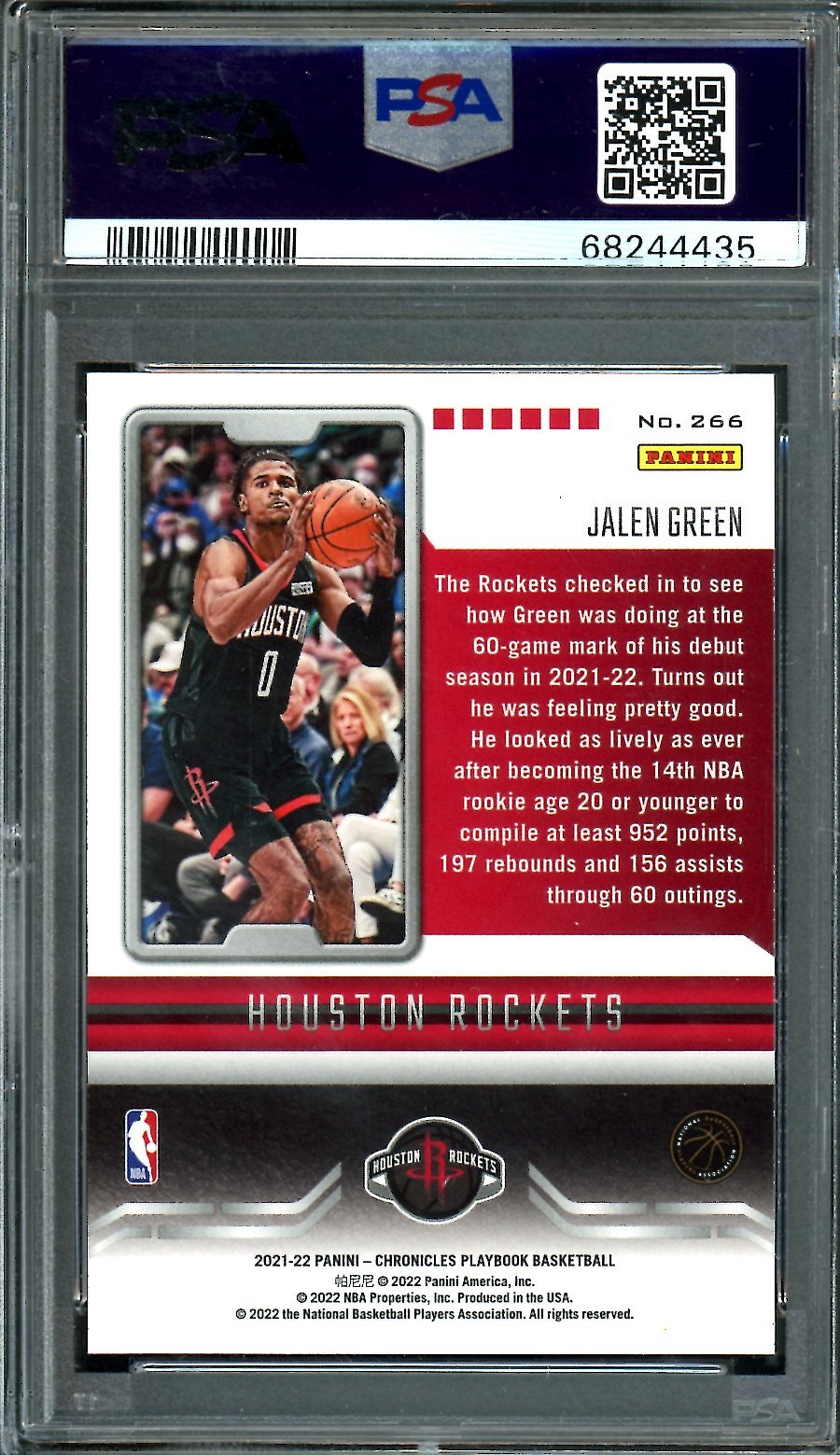 2021 - 22 Panini Chronicles Playbook Jalen Green Rookie Gold /10 PSA 9 Rockets - Trading Card Market