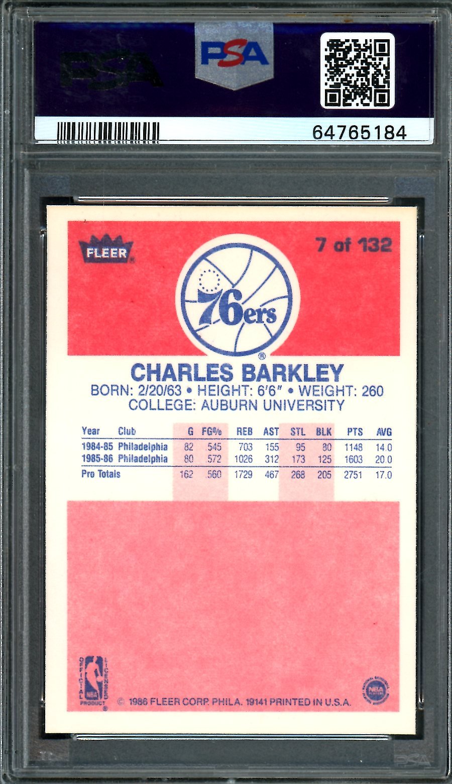 1986 Fleer Charles Barkley PSA 6 76ers - Trading Card Market