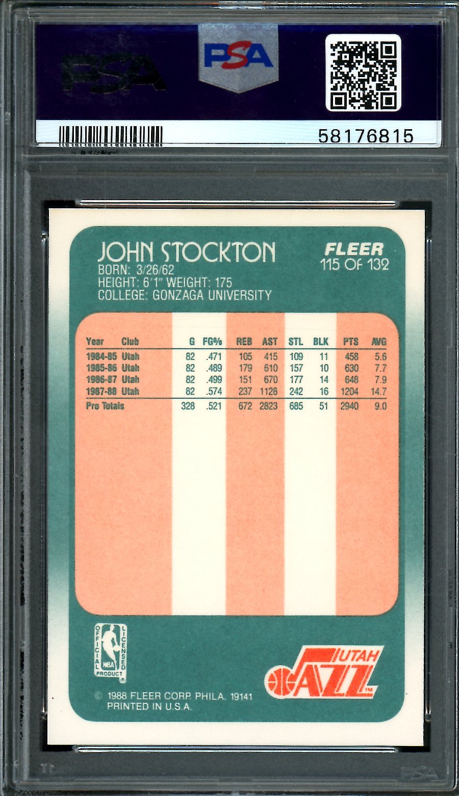 1988 Fleer John Stockton PSA 7 Jazz - Trading Card Market