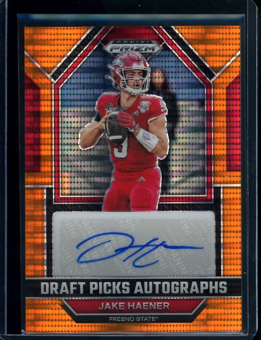 2023 Panini Prizm Draft Picks Jake Haener Auto Orange Pulsar /30 Fresno State