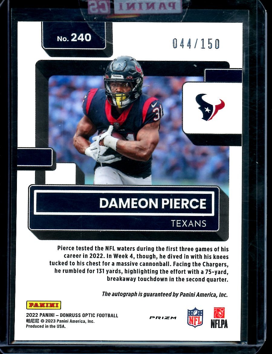 2022 Panini Optic Dameon Pierce Rookie Auto Texans - Trading Card Market