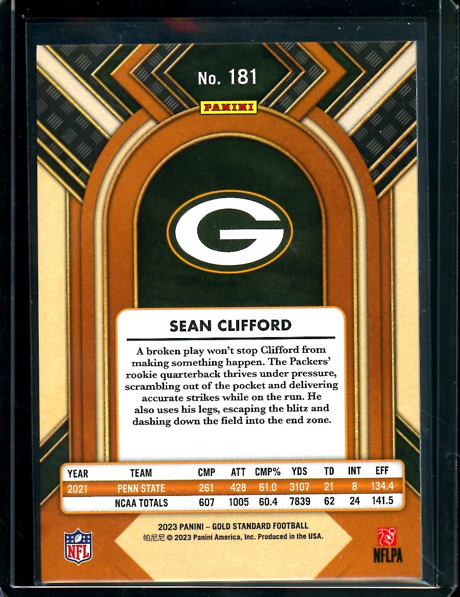 2023 Panini Gold Standard Sean Clifford Rookie Purple /24 Packers - Trading Card Market