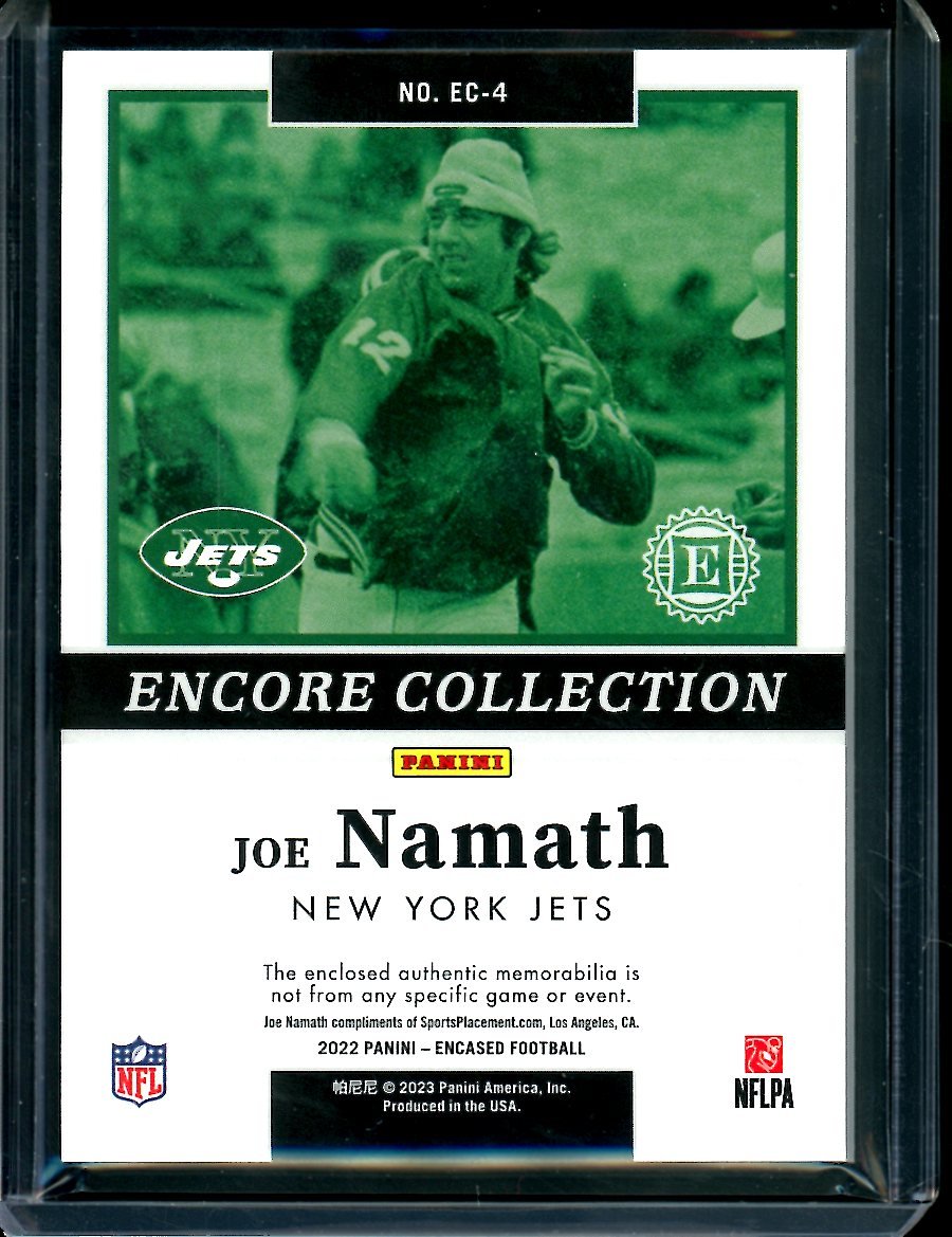 2022 Panini Encased Joe Namath Encore Collection Patch /50 Jets - Trading Card Market