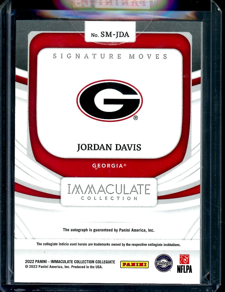 2022 Panini Immaculate Collegiate Jordan Davis Signatures Moves Auto /99 Georgia