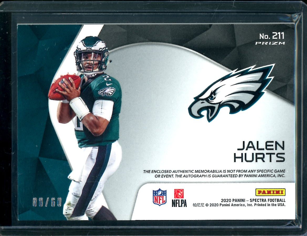 2020 Panini Spectra Jalen Hurts Rookie RPA Blue Disco /60 Eagles - Trading Card Market