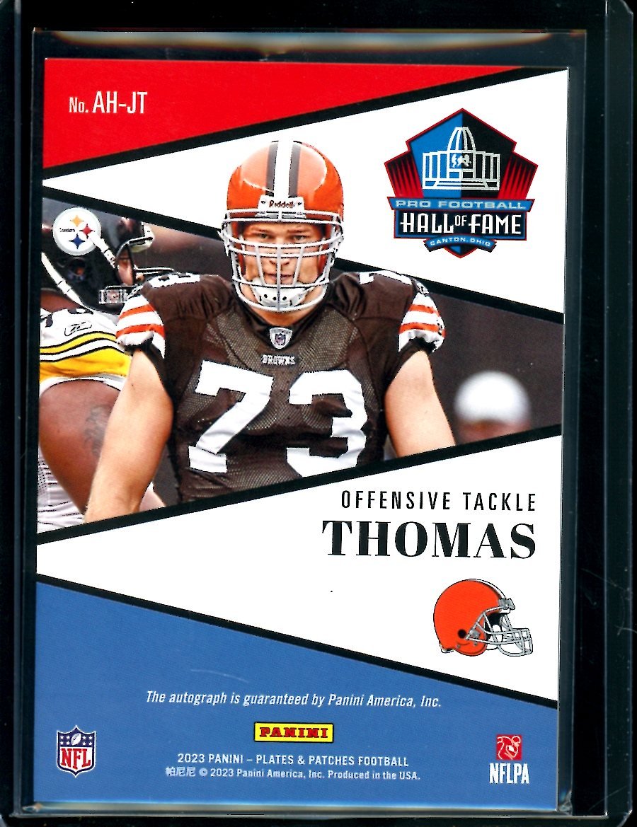 2023 Panini Plates & Patches Joe Thomas All Hall Auto /50 Browns - Trading Card Market