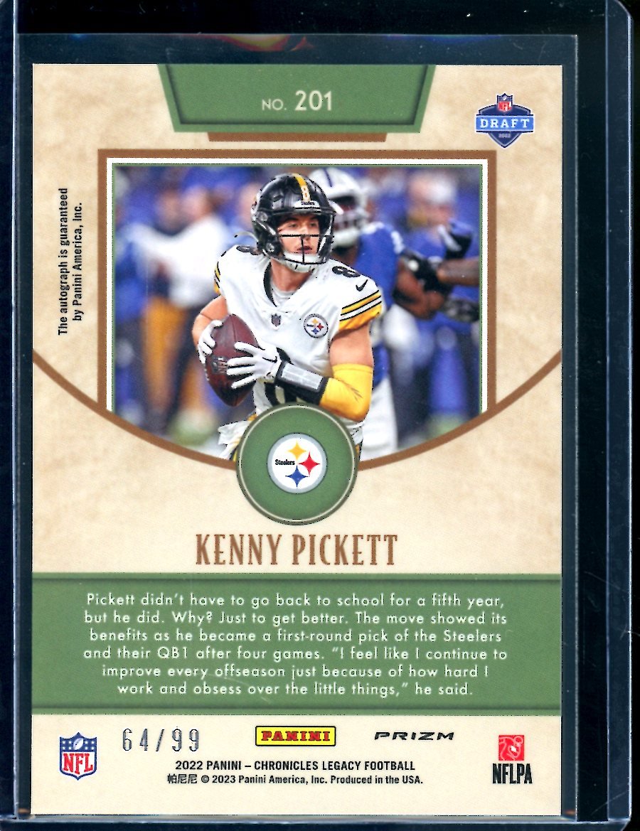 2022 Panini Chronicles Legacy Kenny Pickett Rookie Auto /99 Steelers - Trading Card Market