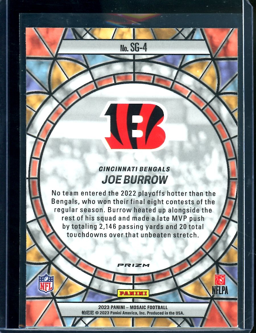 2023 Panini Mosaic Joe Burrow Stained Glass SSP Bengals - Trading Card Market