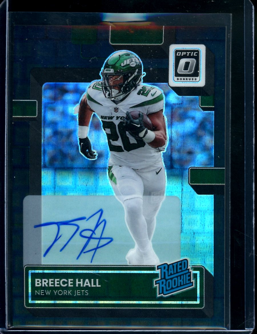 2022 Panini Optic Breece Hall Rookie Auto Black Pandora /25 Jets
