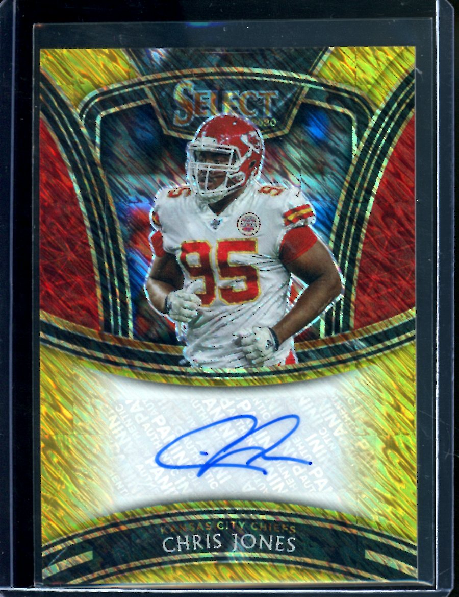 2020 Panini Select Chris Jones Gold Shimmer Auto /10 Chiefs