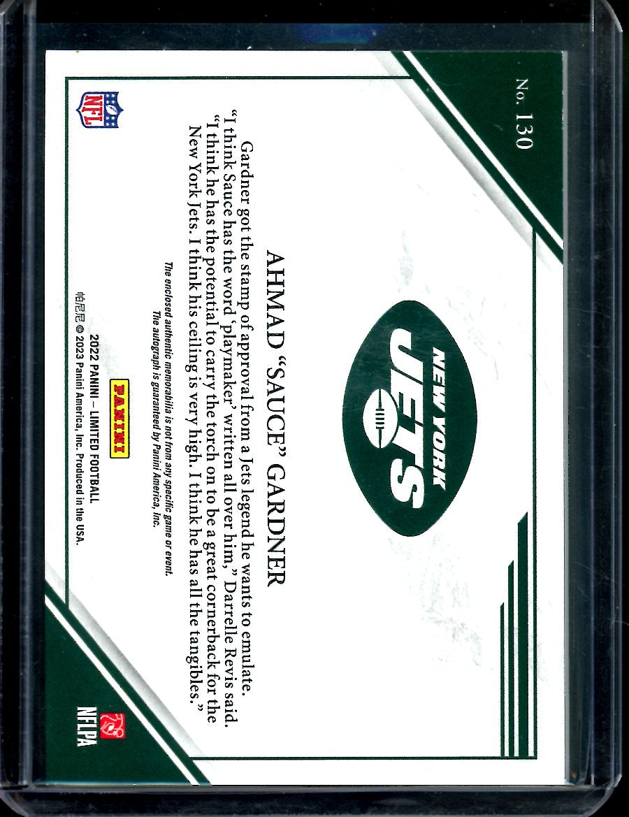 2022 Panini Limited Sauce Gardner Rookie RPA /199 Jets