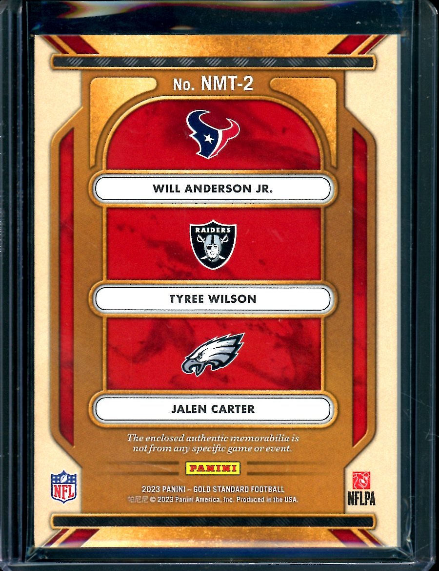 2023 Panini Gold Standard Will Anderson Jr./Tyree Wilson/Jalen Carter Rookie Newly Minted Triple Patch