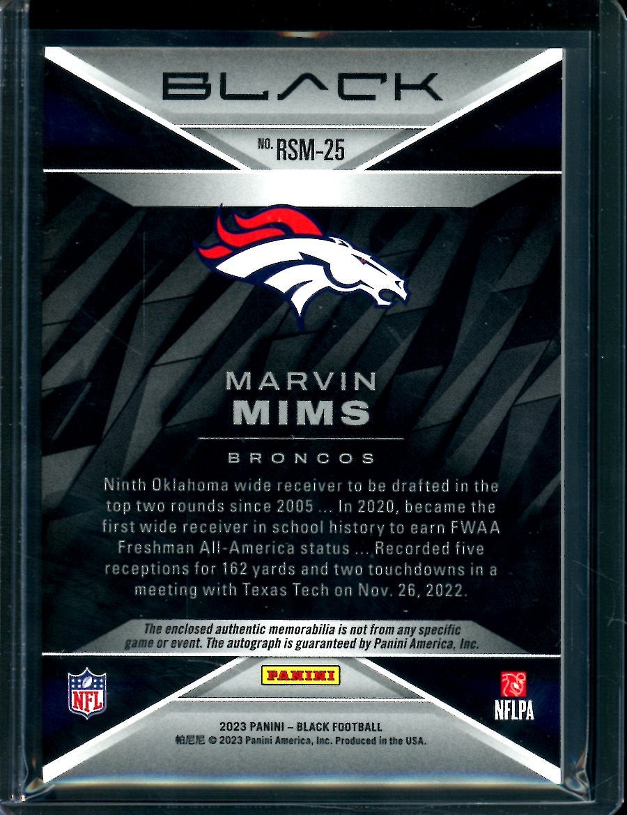 2023 Panini Black Marvin Mims Rookie RPA /75 Broncos - Trading Card Market