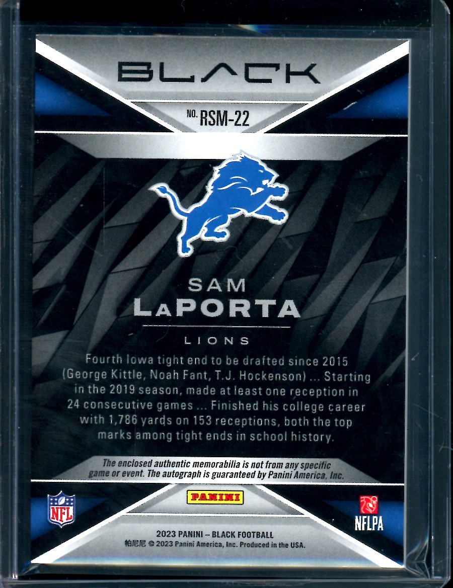 2023 Panini Black Sam LaPorta Rookie RPA /75 Lions - Trading Card Market