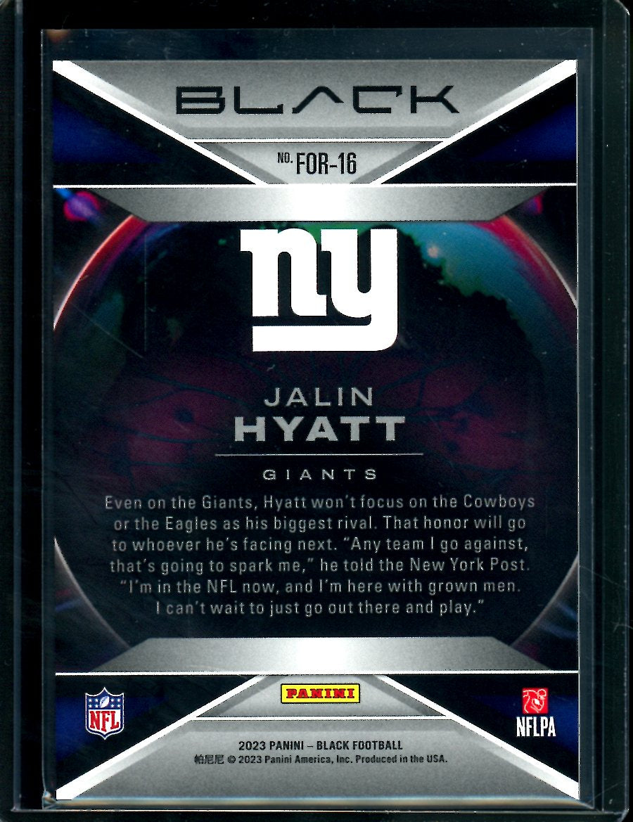 2023 Panini Black Jalin Hyatt Rookie Forcefield SSP Giants