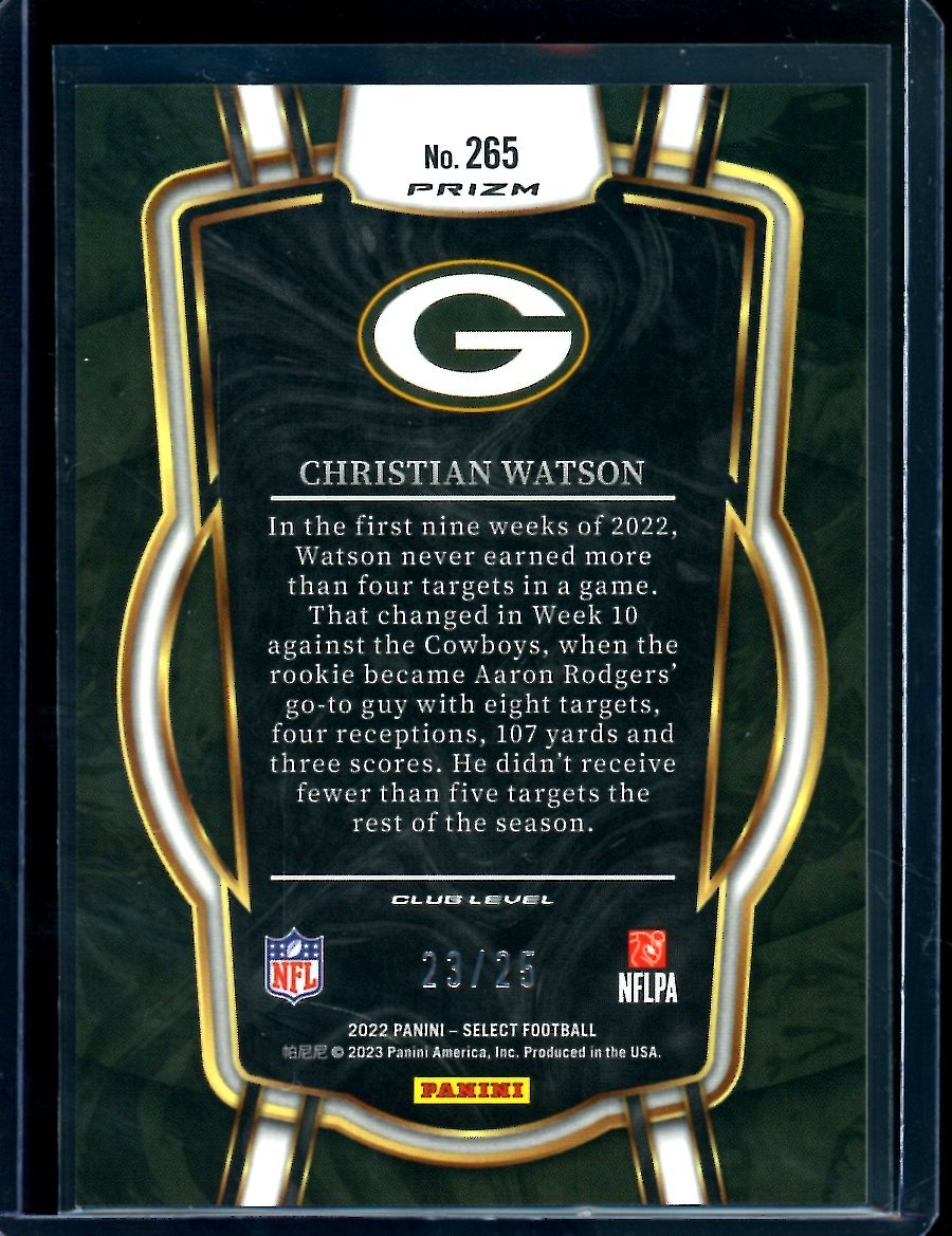 2022 Panini Select Christian Watson Rookie Tie - Dye /25 Packers - Trading Card Market