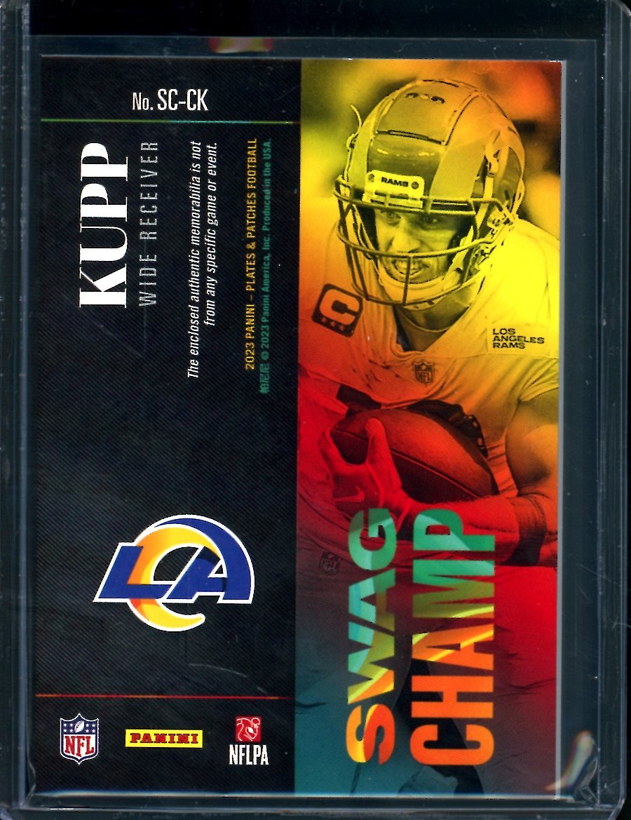 2023 Panini Plates & Patches Cooper Kupp Swag Champ Patch /75 Rams - Trading Card Market