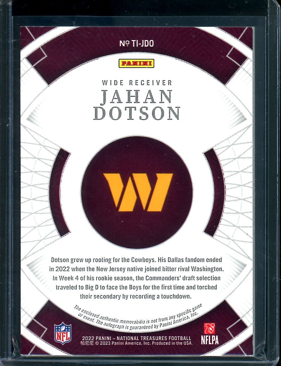 2022 Panini National Treasures Jahan Dotson Rookie Treasured Impressions RPA /49 Commanders - Trading Card Market