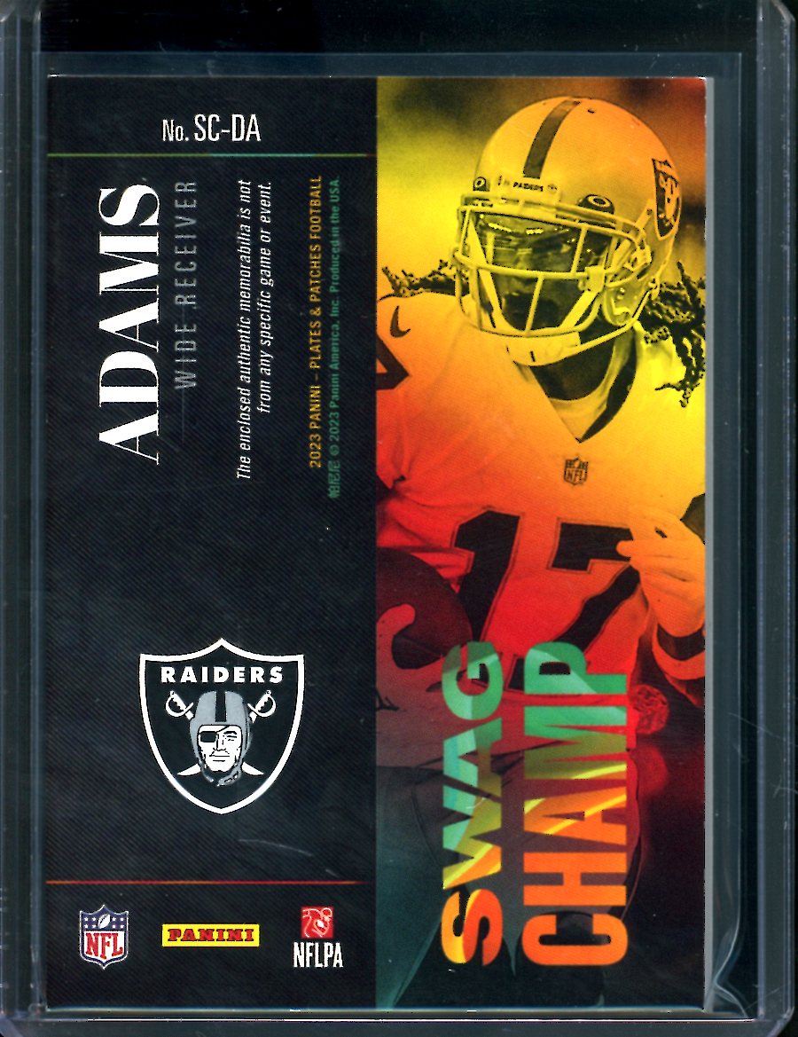 2023 Panini Plates & Patches Devante Adams Swag Champs Shield Patch 1/1 Raiders