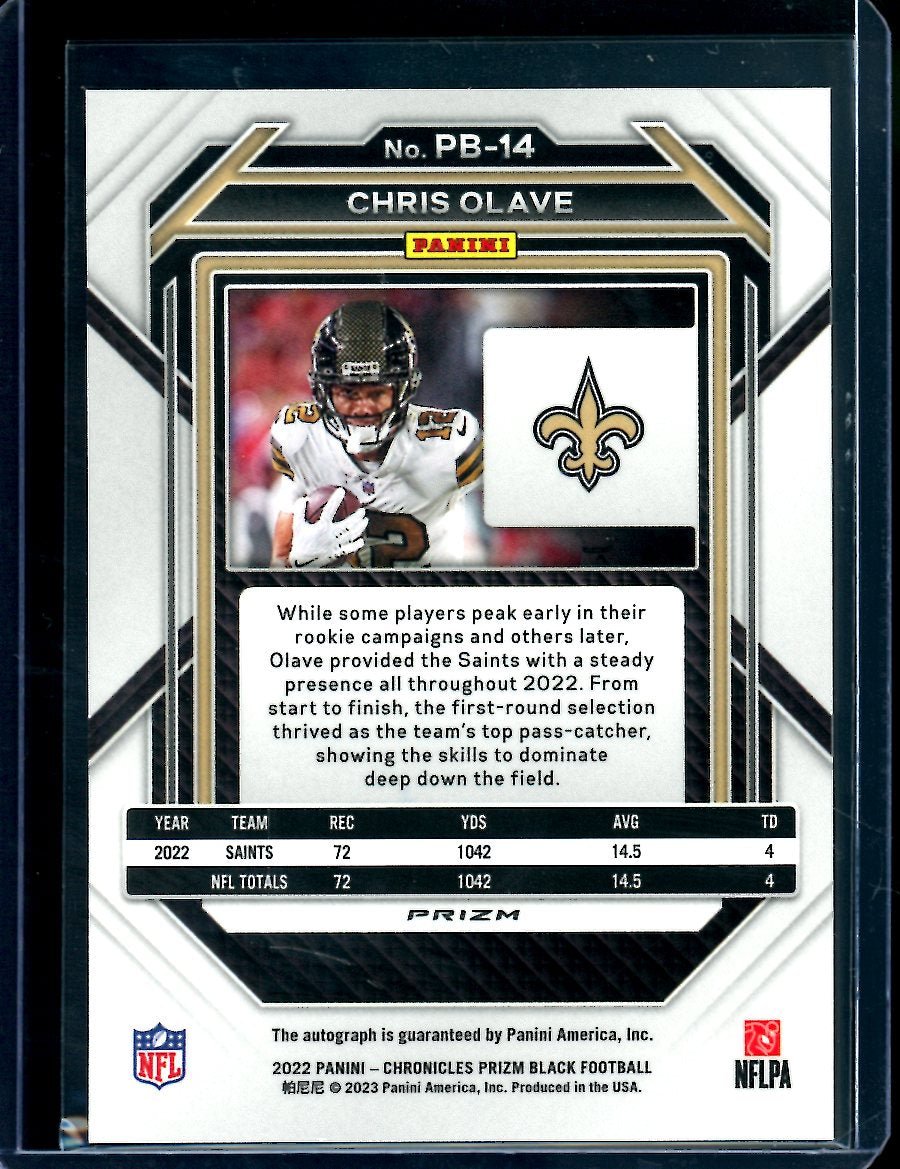 2022 Panini Chronicles Prizm Black Chris Olave Rookie Auto Silver Saints - Trading Card Market