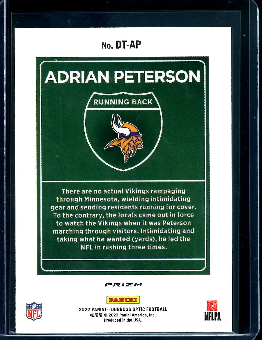 2022 Panini Optic Adrian Peterson Downtown SSP Vikings - Trading Card Market