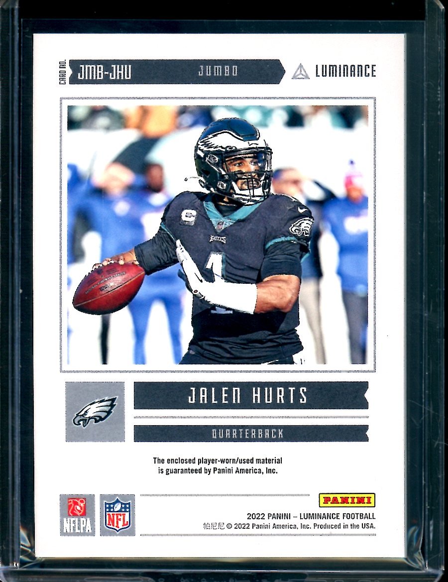 2022 Panini Luminance Jalen Hurts Jumbo Patch /49 Eagles - Trading Card Market