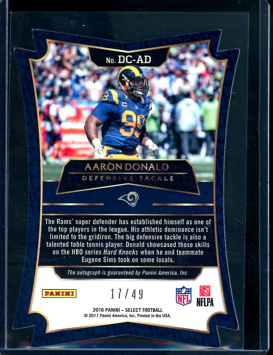 2016 Panini Select Aaron Donald Auto /49 Rams