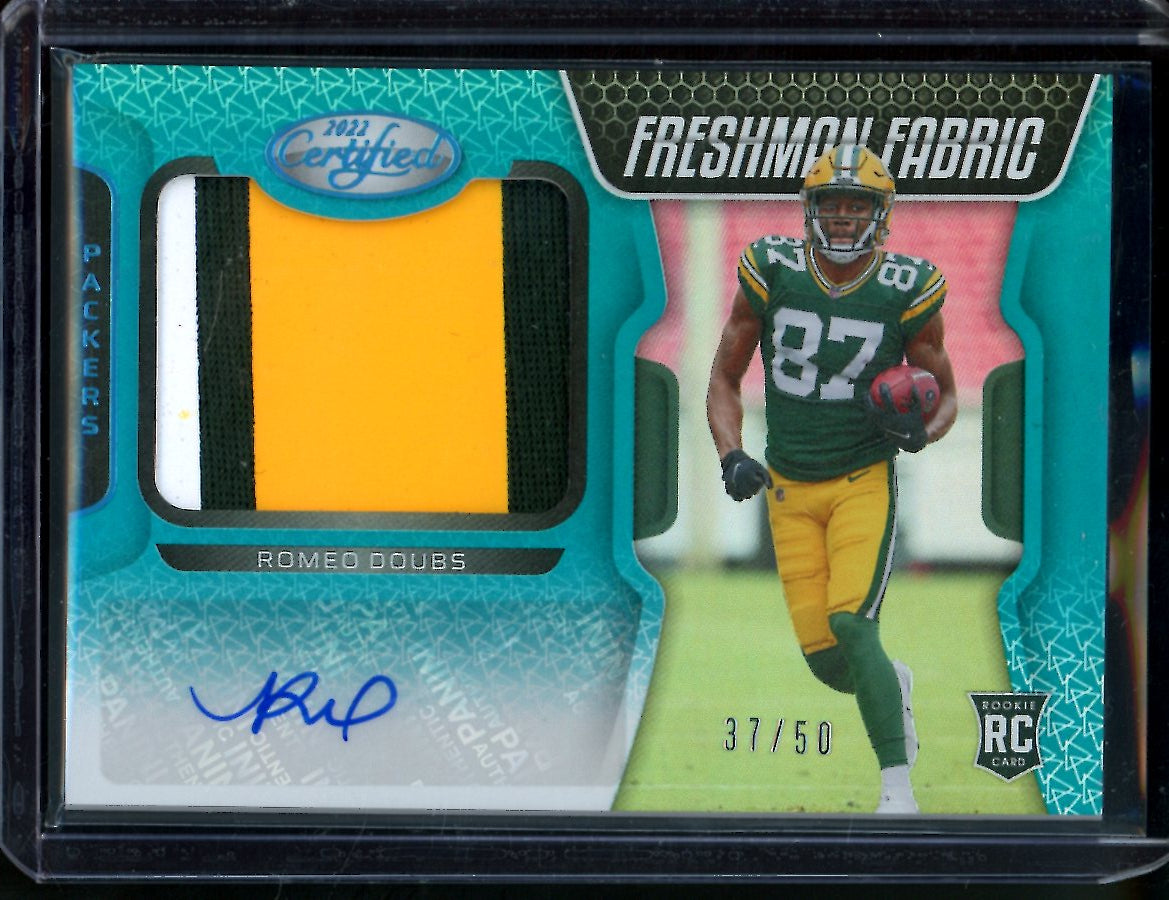2022 Panini Certified Romeo Doubs Rookie Freshman Fabric RPA /50 Packers