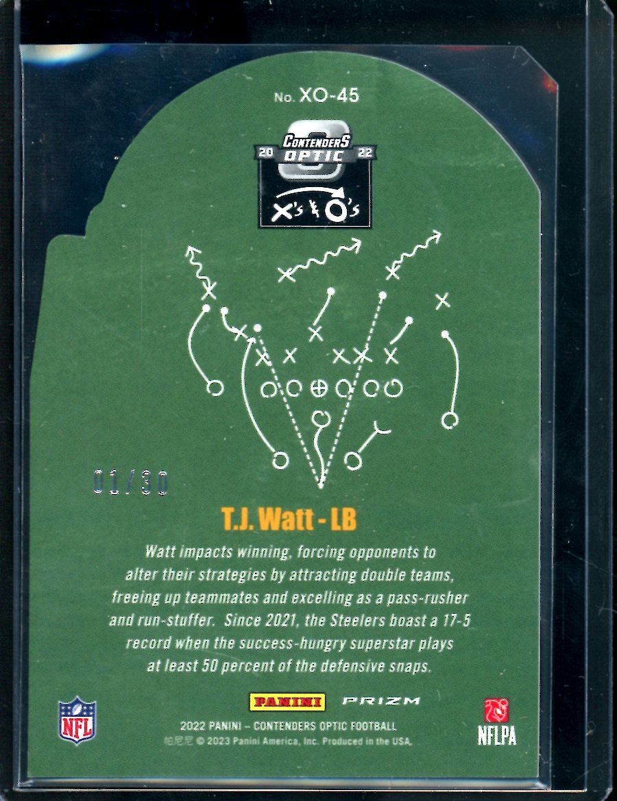 2022 Panini Contenders Optic T.J. Watt X's & O's Green Pulsar /30 Steelers - Trading Card Market